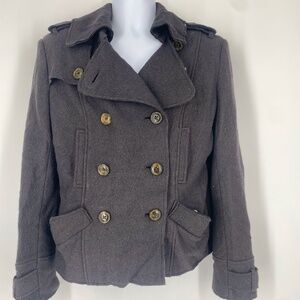 Pre-Owned Millard Fillmore Military-Style Wool Blend Cropped Peacoat – Size L